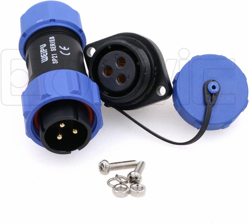 Eonvic Weipu SP21 2-12 Pin Male Plug Female Socket Flange Waterproof IP68 Connector Cable Industrial Circular Solar Electrical Connector (3Pin) - Image 4